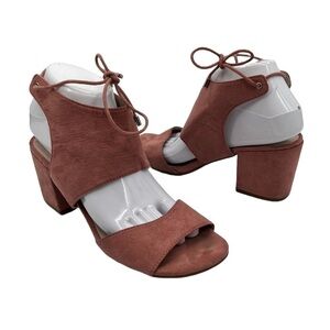 Kenneth Cole Reaction Pink Suede Vee Strong Tie Back Sandals Size 7 1/2 Women’s